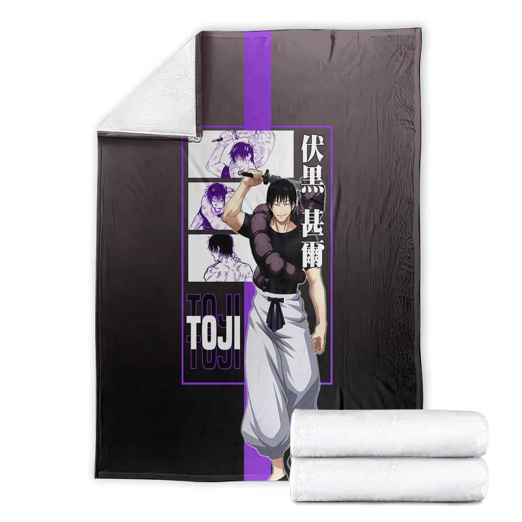 Fushiguro Toji from Jujutsu Kaisen Blanket with Purple and Black Background and Multiple Poses Design - The Mazicc