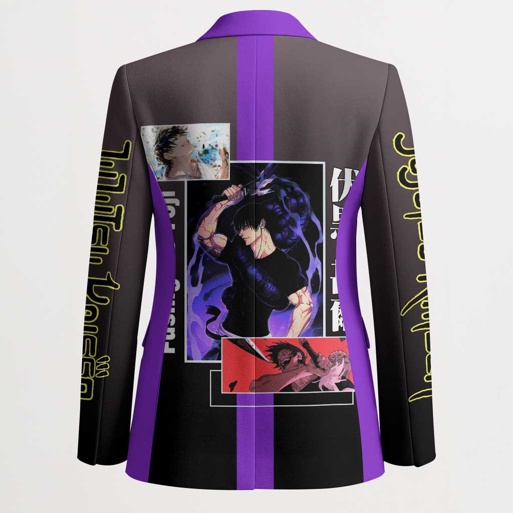 Fushiguro Toji from Jujutsu Kaisen Blazer with Purple and Black Background and Multiple Poses Design - The Mazicc