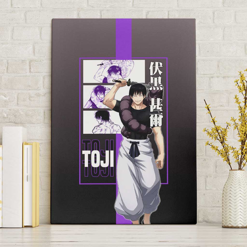 Fushiguro Toji from Jujutsu Kaisen Canvas Wall Art with Purple and Black Background and Multiple Poses Design - The Mazicc