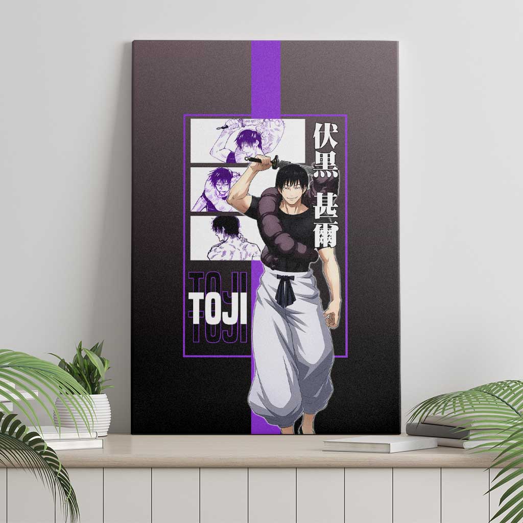 Fushiguro Toji from Jujutsu Kaisen Canvas Wall Art with Purple and Black Background and Multiple Poses Design - The Mazicc