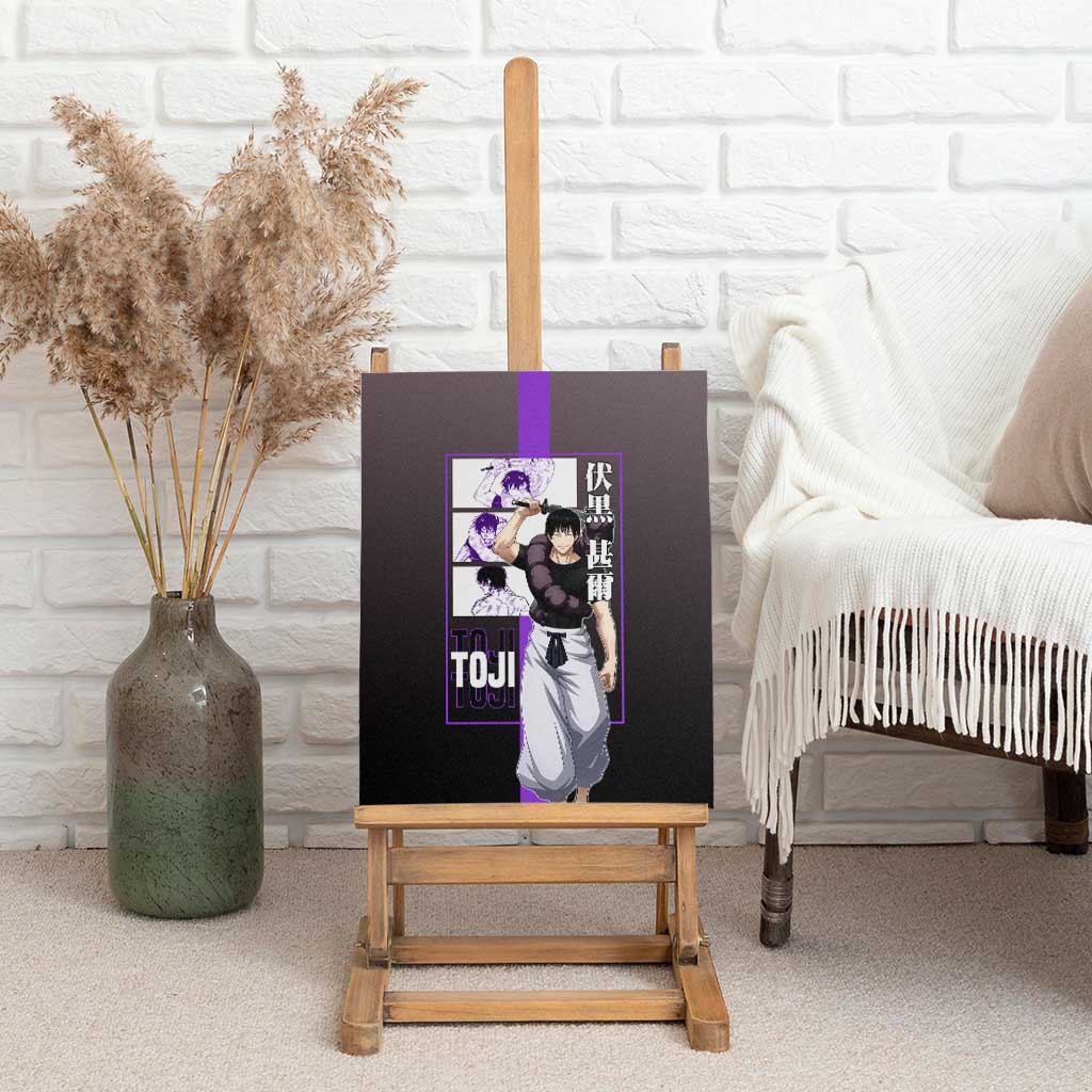 Fushiguro Toji from Jujutsu Kaisen Canvas Wall Art with Purple and Black Background and Multiple Poses Design - The Mazicc