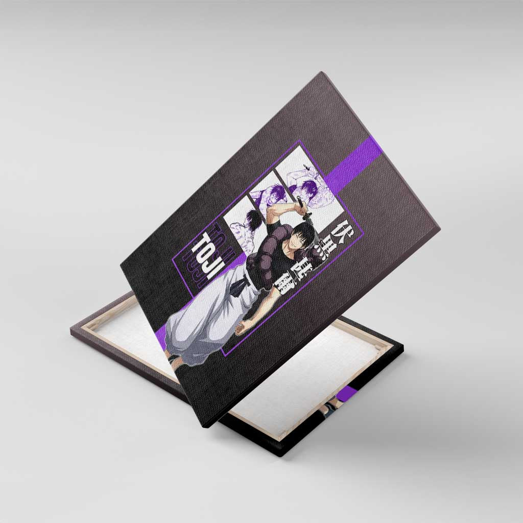 Fushiguro Toji from Jujutsu Kaisen Canvas Wall Art with Purple and Black Background and Multiple Poses Design - The Mazicc