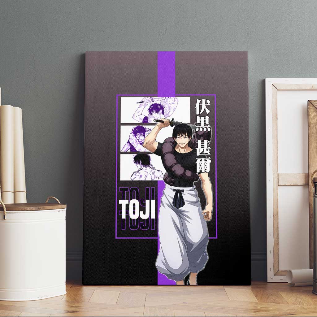 Fushiguro Toji from Jujutsu Kaisen Canvas Wall Art with Purple and Black Background and Multiple Poses Design - The Mazicc