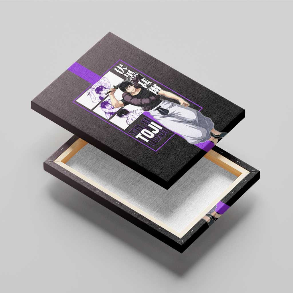 Fushiguro Toji from Jujutsu Kaisen Canvas Wall Art with Purple and Black Background and Multiple Poses Design - The Mazicc