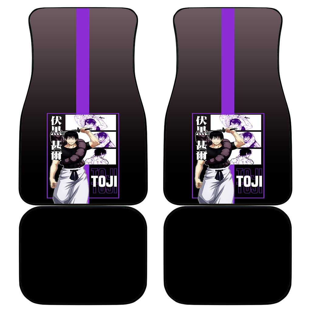 Fushiguro Toji from Jujutsu Kaisen Car Mats with Purple and Black Background and Multiple Poses Design - The Mazicc