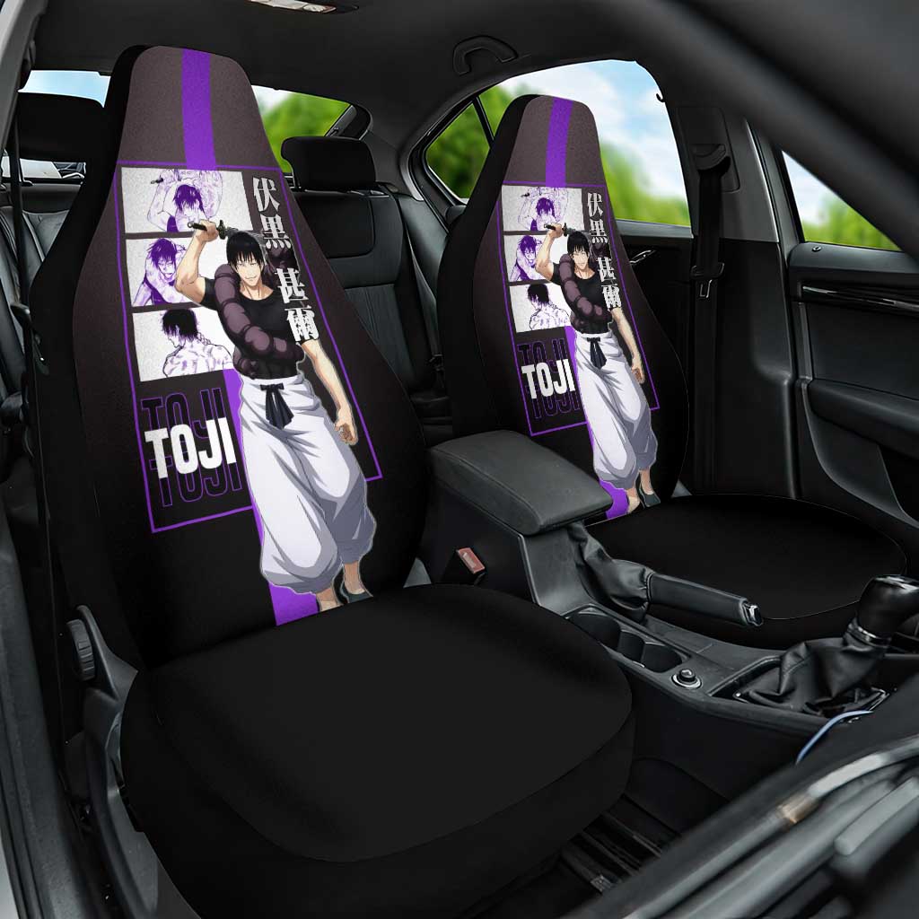 Fushiguro Toji from Jujutsu Kaisen Car Seat Cover with Purple and Black Background and Multiple Poses Design - The Mazicc