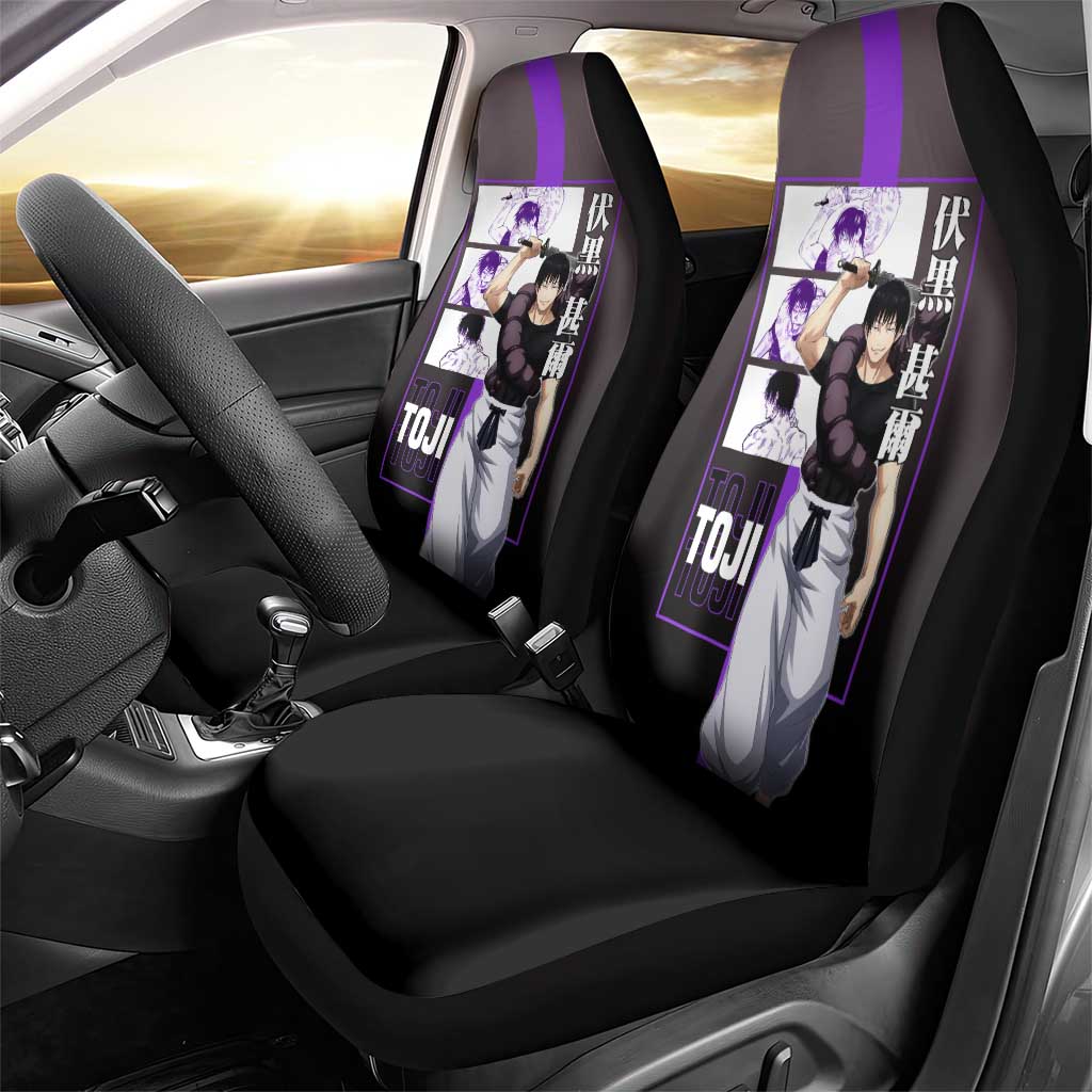 Fushiguro Toji from Jujutsu Kaisen Car Seat Cover with Purple and Black Background and Multiple Poses Design - The Mazicc