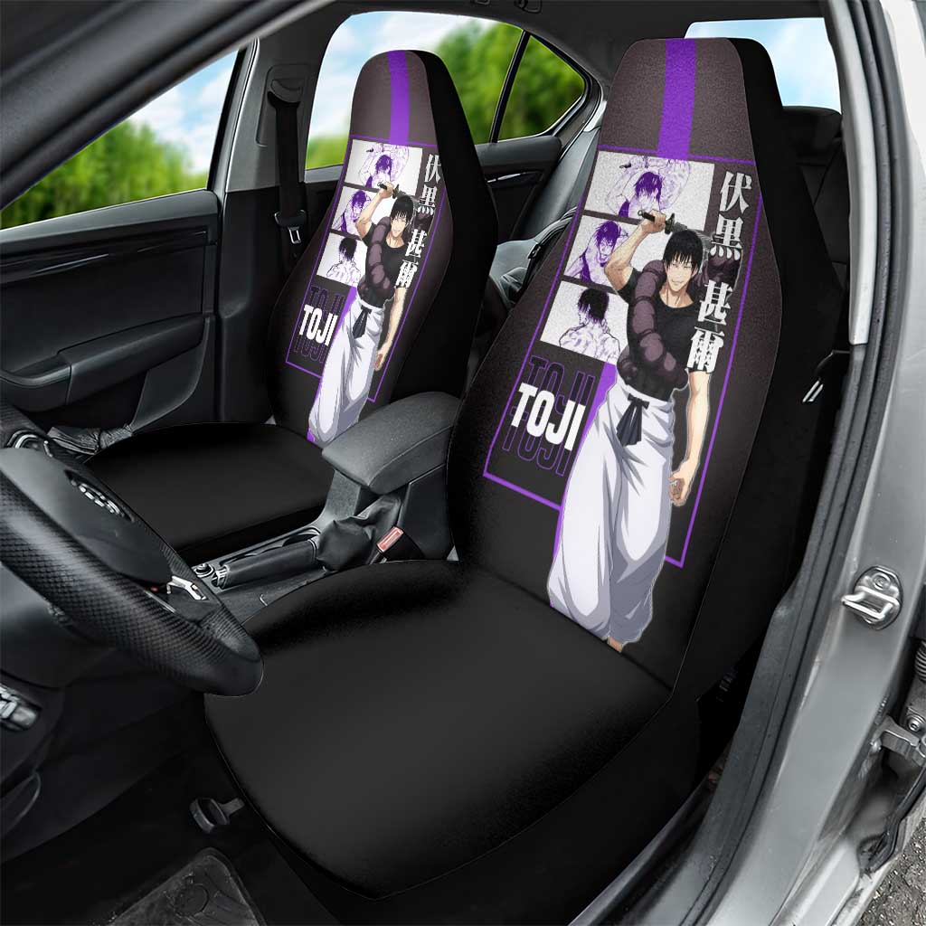 Fushiguro Toji from Jujutsu Kaisen Car Seat Cover with Purple and Black Background and Multiple Poses Design - The Mazicc