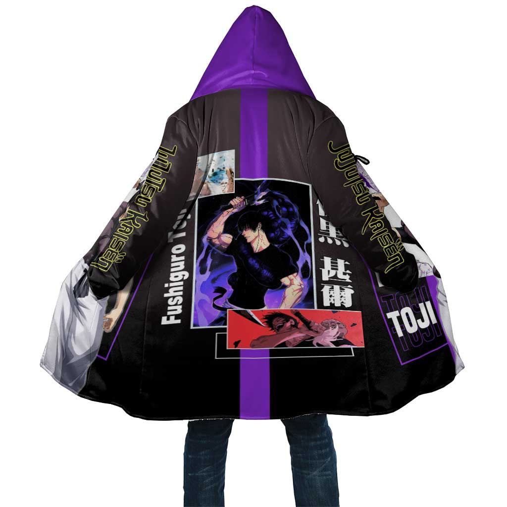 Fushiguro Toji from Jujutsu Kaisen Cloak with Purple and Black Background and Multiple Poses Design - The Mazicc