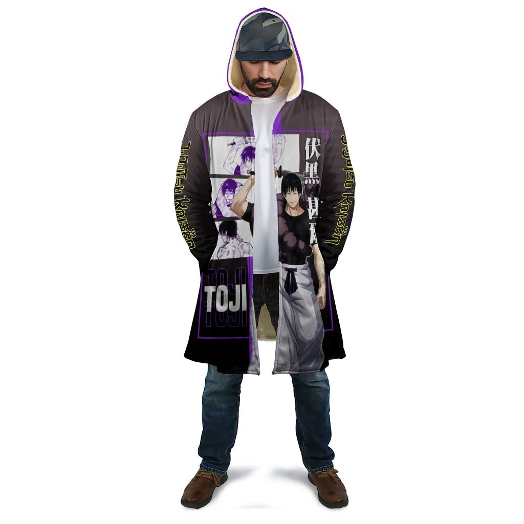 Fushiguro Toji from Jujutsu Kaisen Cloak with Purple and Black Background and Multiple Poses Design - The Mazicc