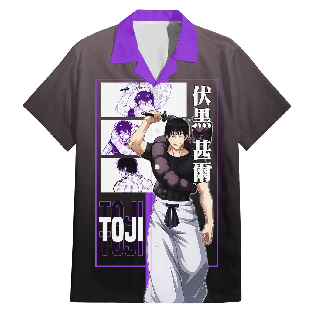 Fushiguro Toji from Jujutsu Kaisen Family Matching Mermaid Dress and Hawaiian Shirt with Purple and Black Background and Multiple Poses Design - The Mazicc