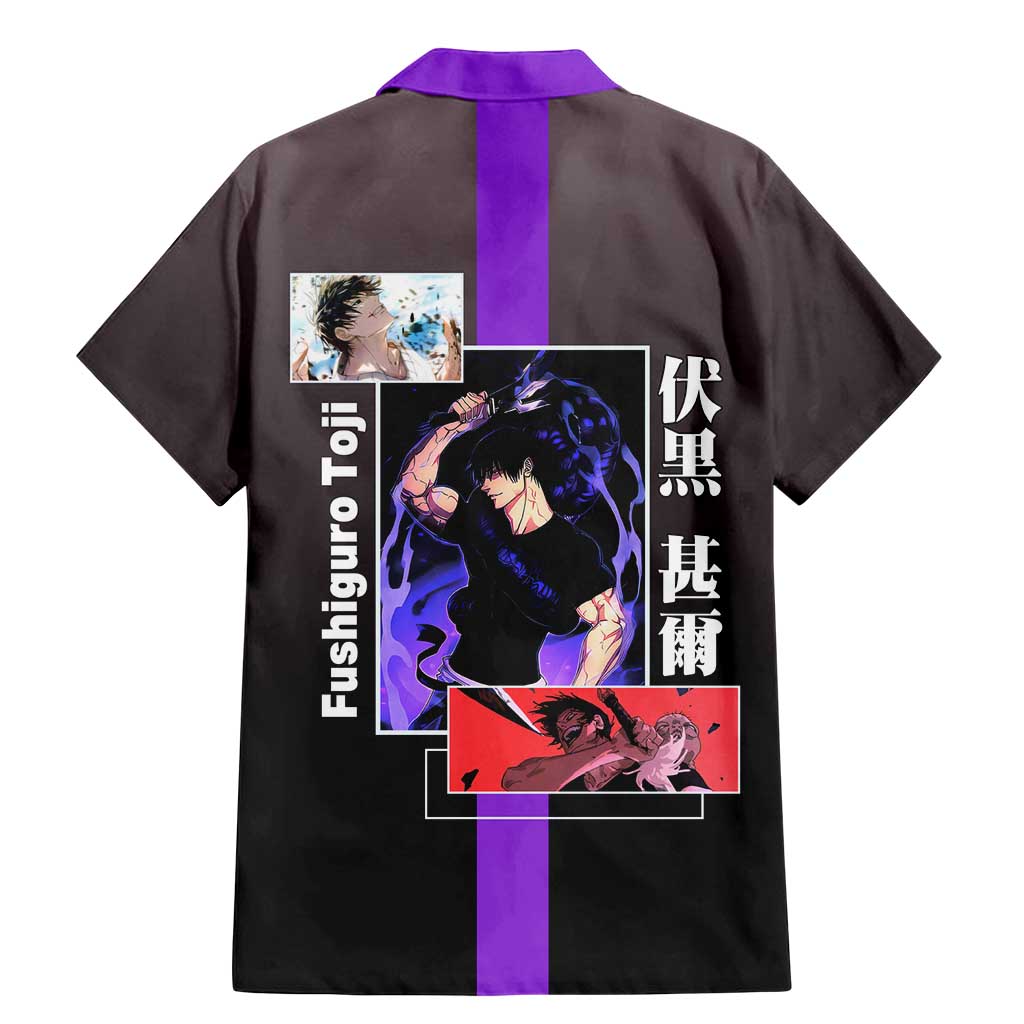 Fushiguro Toji from Jujutsu Kaisen Family Matching Mermaid Dress and Hawaiian Shirt with Purple and Black Background and Multiple Poses Design - The Mazicc