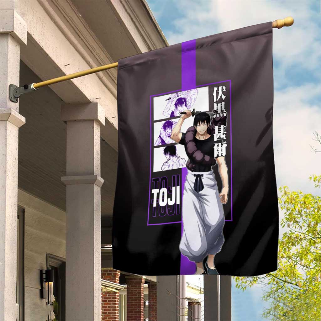 Fushiguro Toji from Jujutsu Kaisen Garden Flag with Purple and Black Background and Multiple Poses Design - The Mazicc