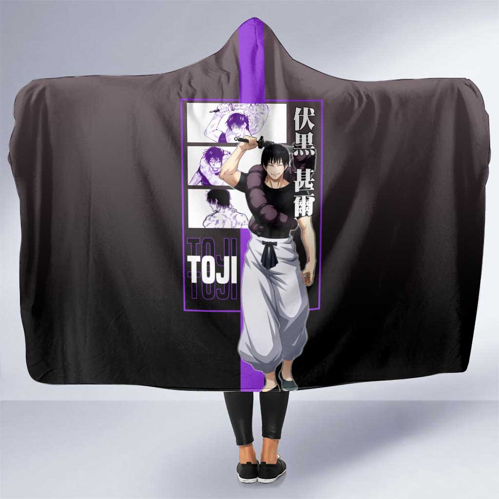 Fushiguro Toji from Jujutsu Kaisen Hooded Blanket with Purple and Black Background and Multiple Poses Design - The Mazicc
