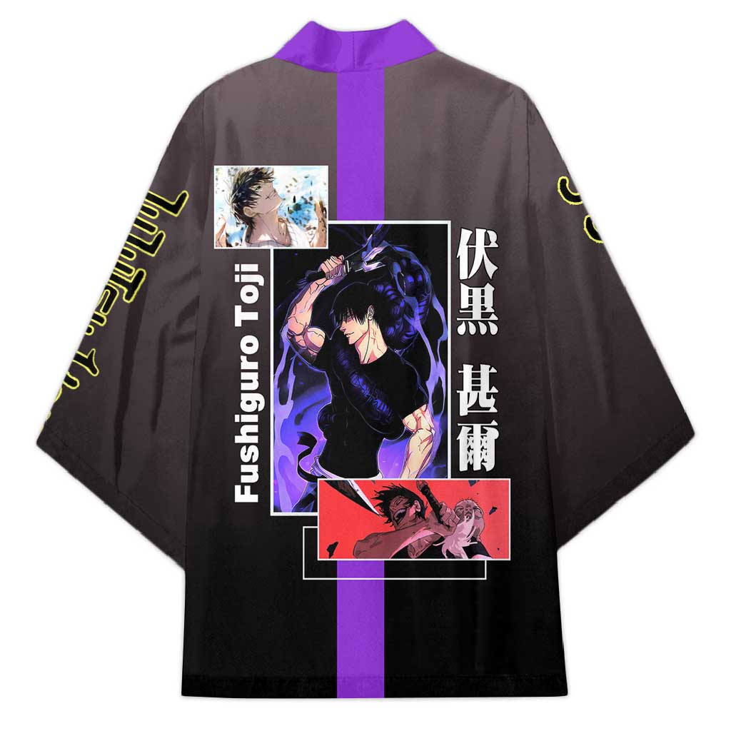 Fushiguro Toji from Jujutsu Kaisen Kimono with Purple and Black Background and Multiple Poses Design - The Mazicc