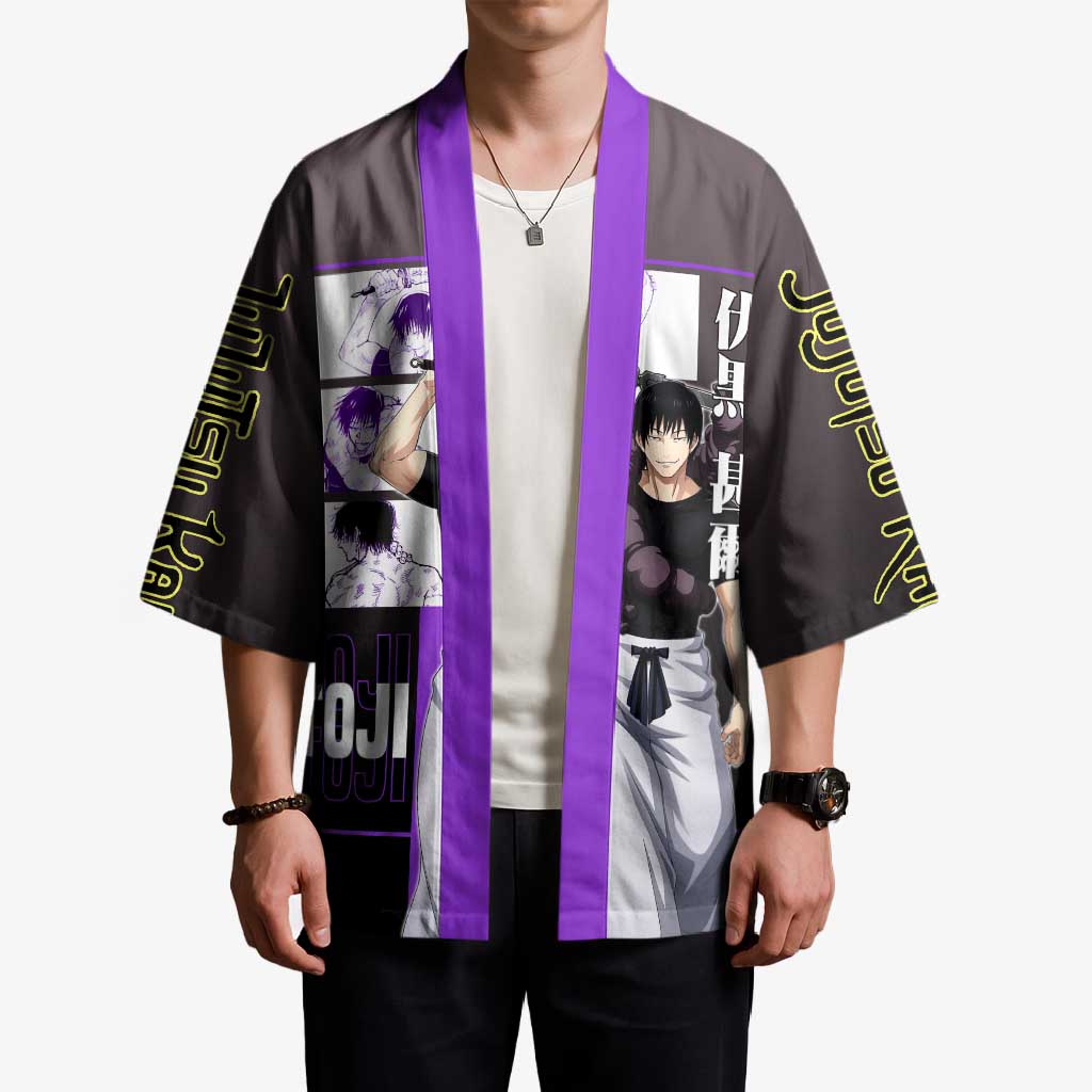 Fushiguro Toji from Jujutsu Kaisen Kimono with Purple and Black Background and Multiple Poses Design - The Mazicc