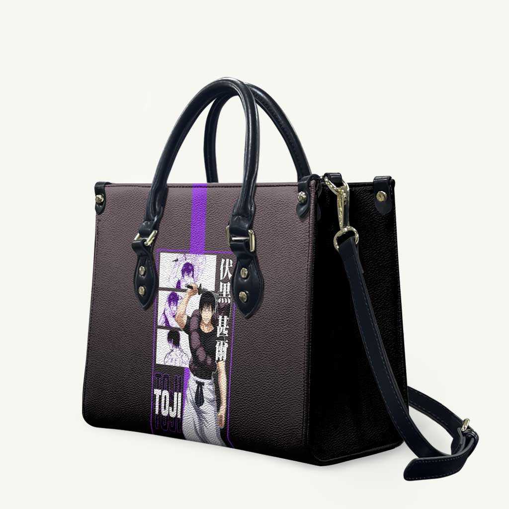 Fushiguro Toji from Jujutsu Kaisen Leather Bag with Purple and Black Background and Multiple Poses Design - The Mazicc
