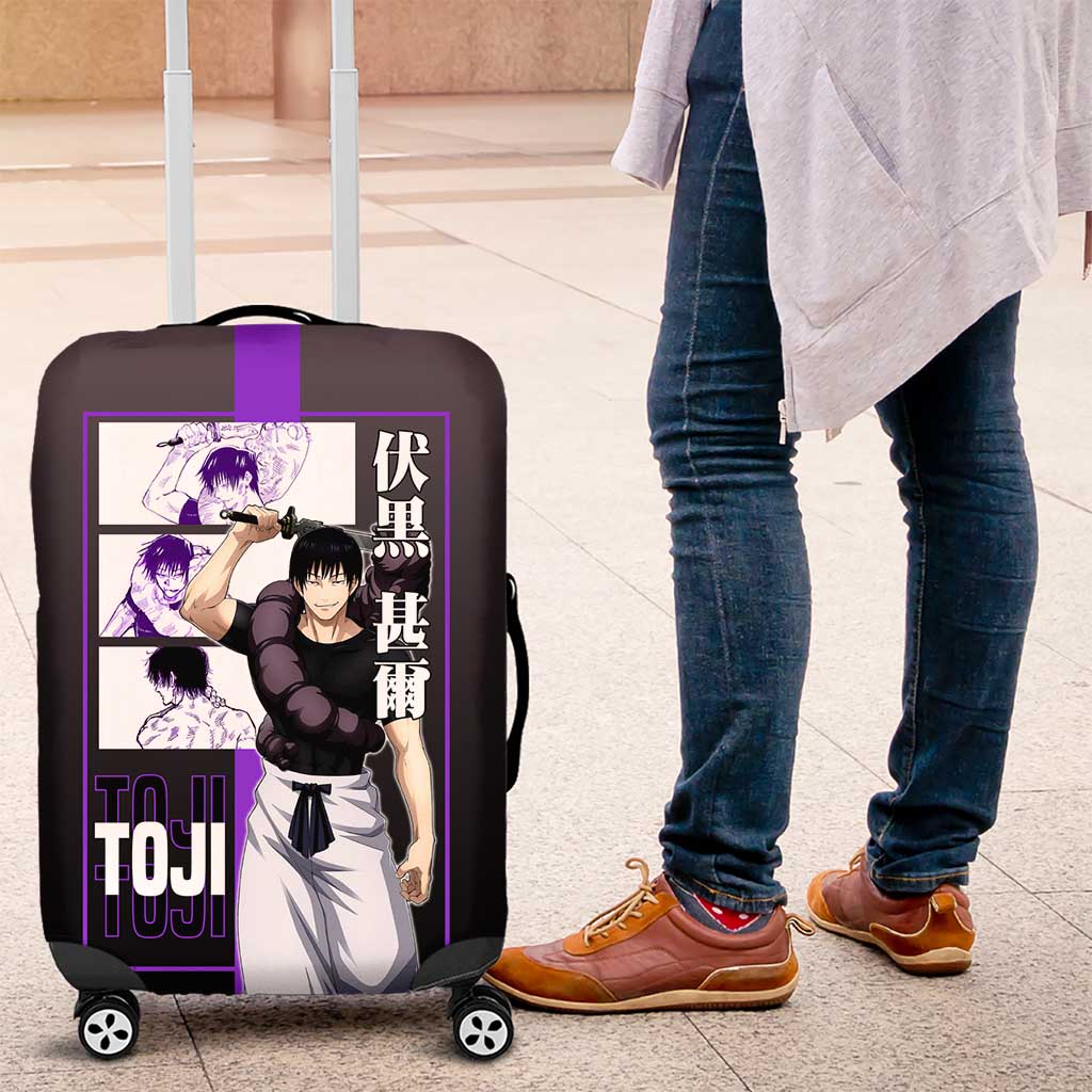 Fushiguro Toji from Jujutsu Kaisen Luggage Cover with Purple and Black Background and Multiple Poses Design - The Mazicc