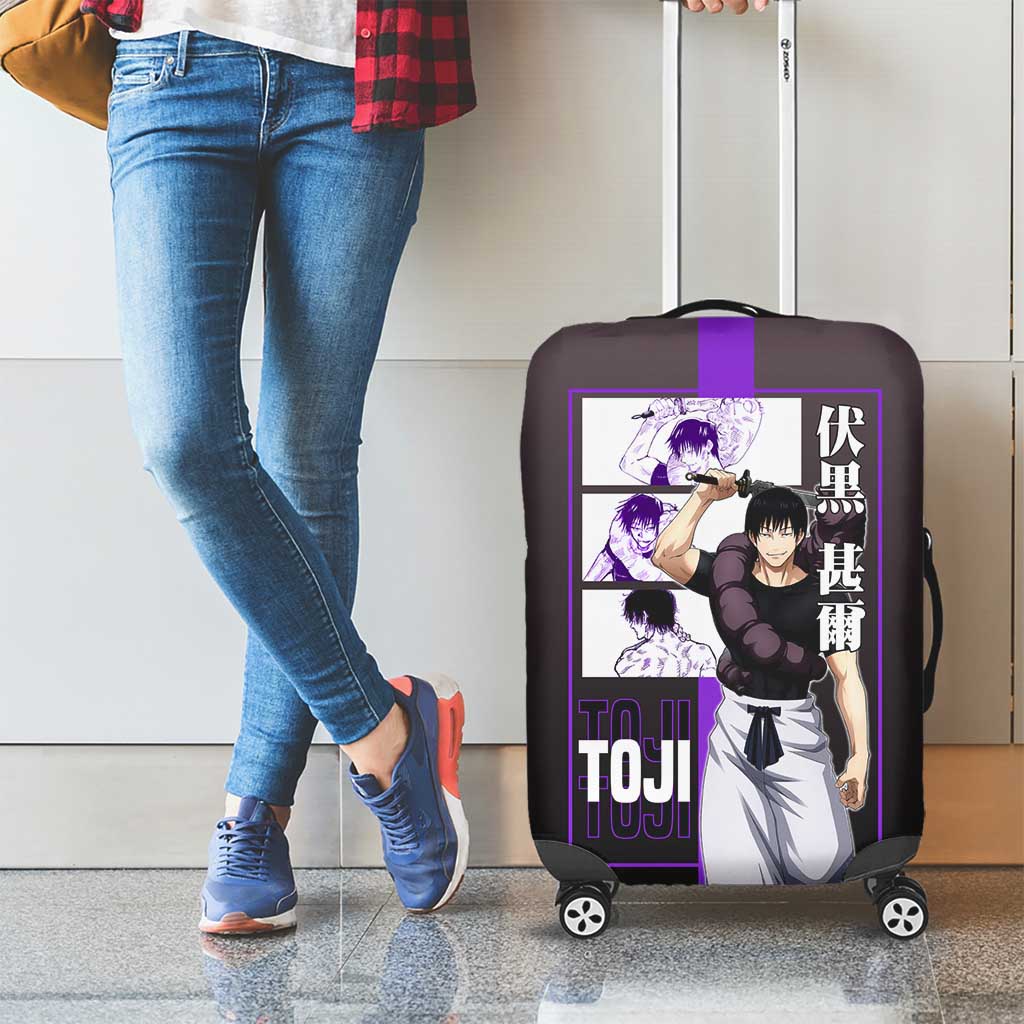 Fushiguro Toji from Jujutsu Kaisen Luggage Cover with Purple and Black Background and Multiple Poses Design - The Mazicc