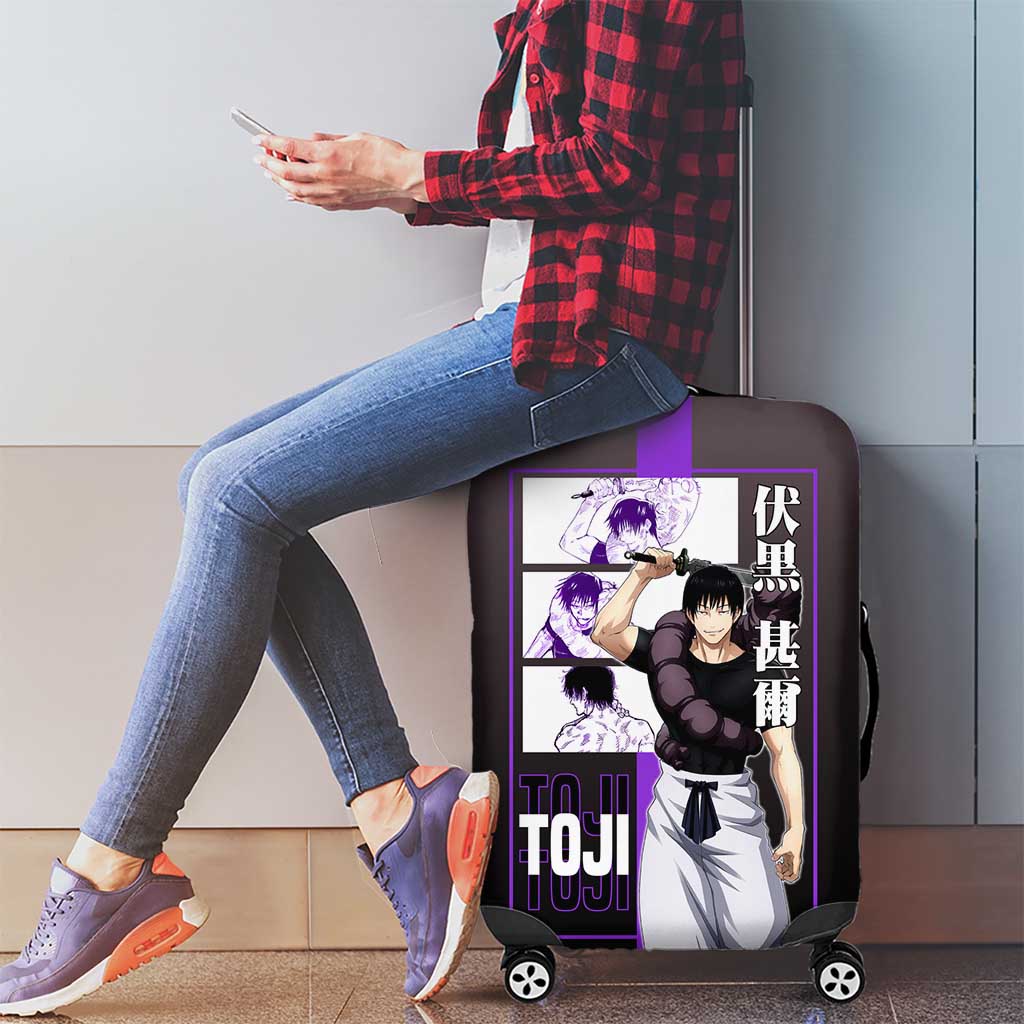 Fushiguro Toji from Jujutsu Kaisen Luggage Cover with Purple and Black Background and Multiple Poses Design - The Mazicc