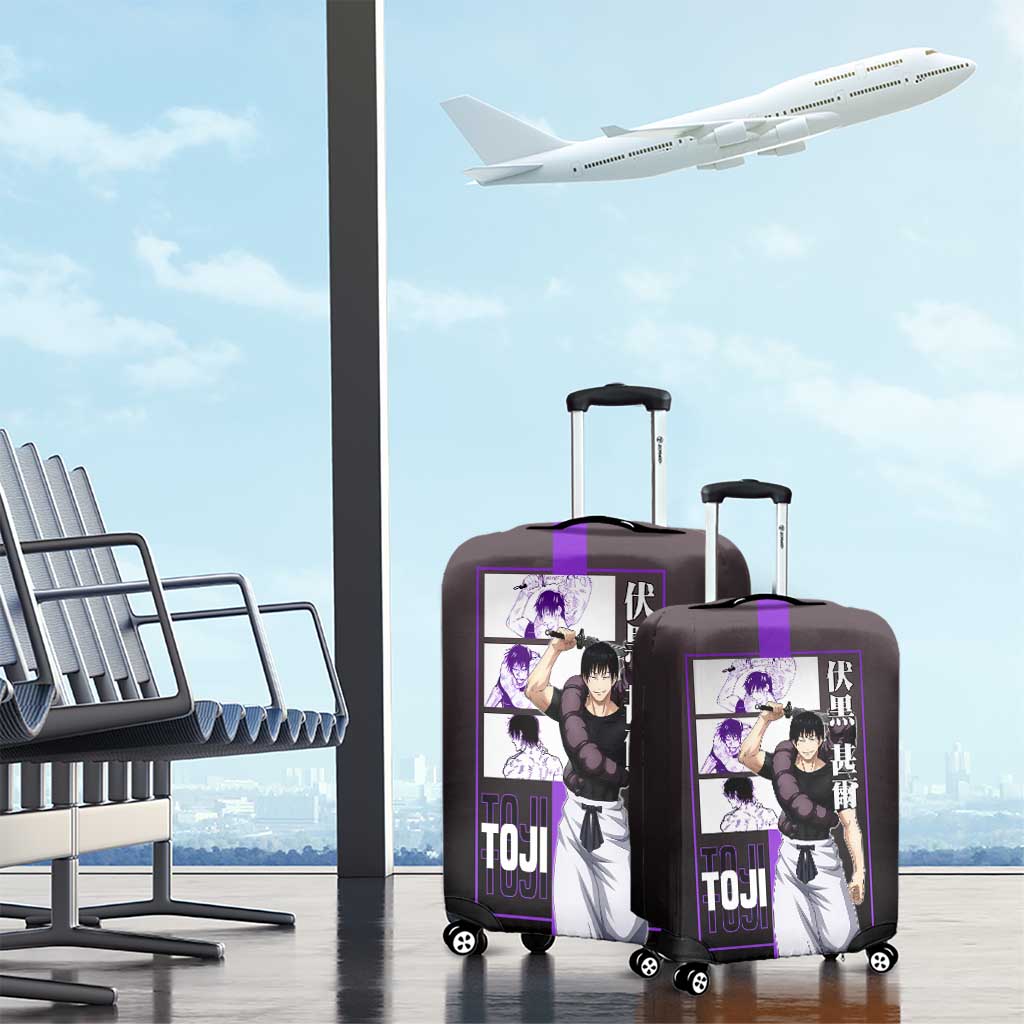 Fushiguro Toji from Jujutsu Kaisen Luggage Cover with Purple and Black Background and Multiple Poses Design - The Mazicc
