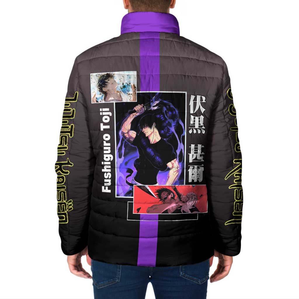 Fushiguro Toji from Jujutsu Kaisen Padded Jacket with Purple and Black Background and Multiple Poses Design - The Mazicc