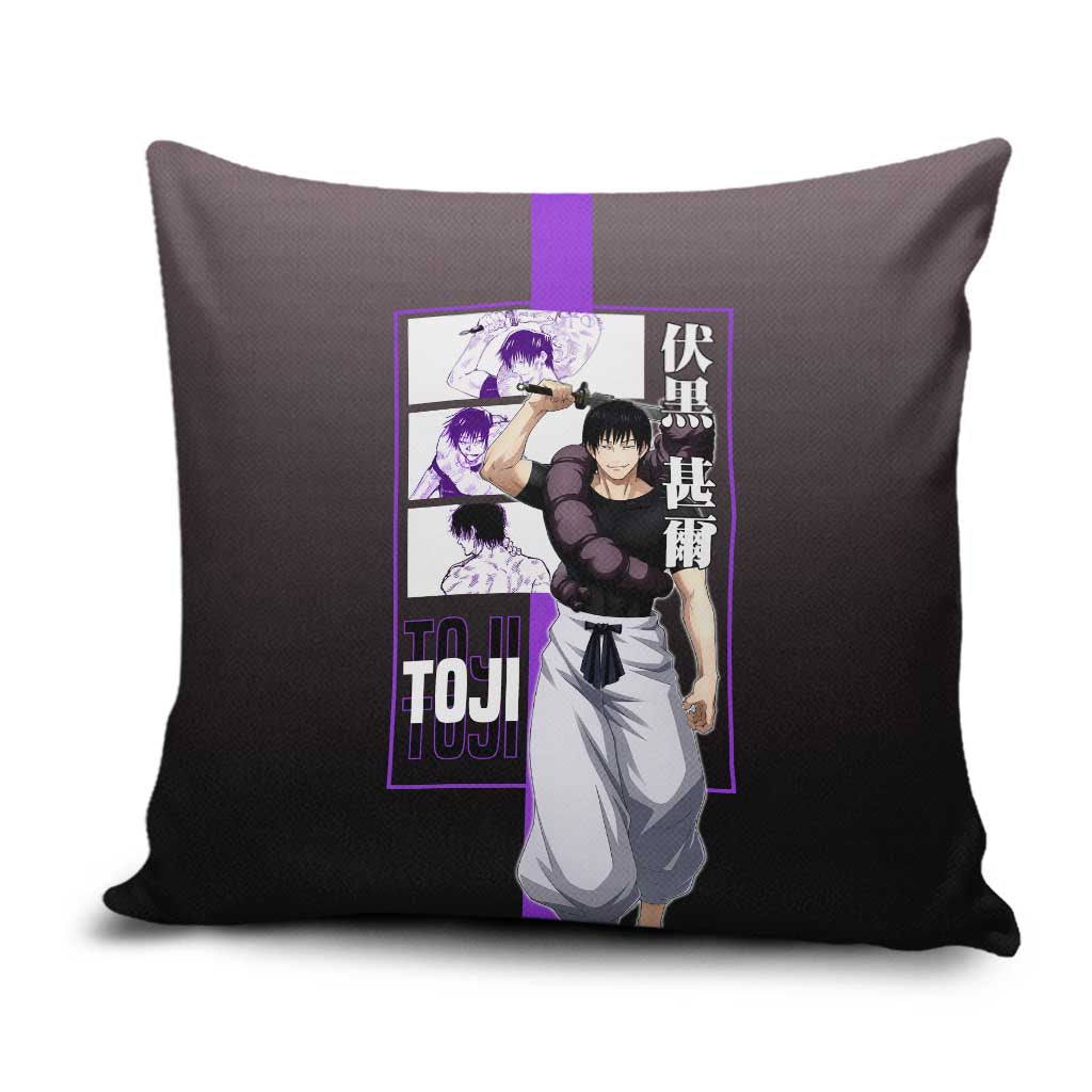 Fushiguro Toji from Jujutsu Kaisen Pillow Cover with Purple and Black Background and Multiple Poses Design - The Mazicc