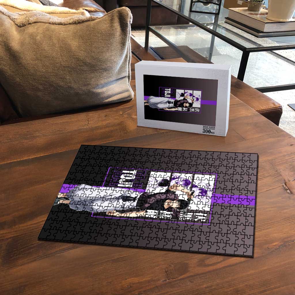 Fushiguro Toji from Jujutsu Kaisen Puzzle with Purple and Black Background and Multiple Poses Design - The Mazicc