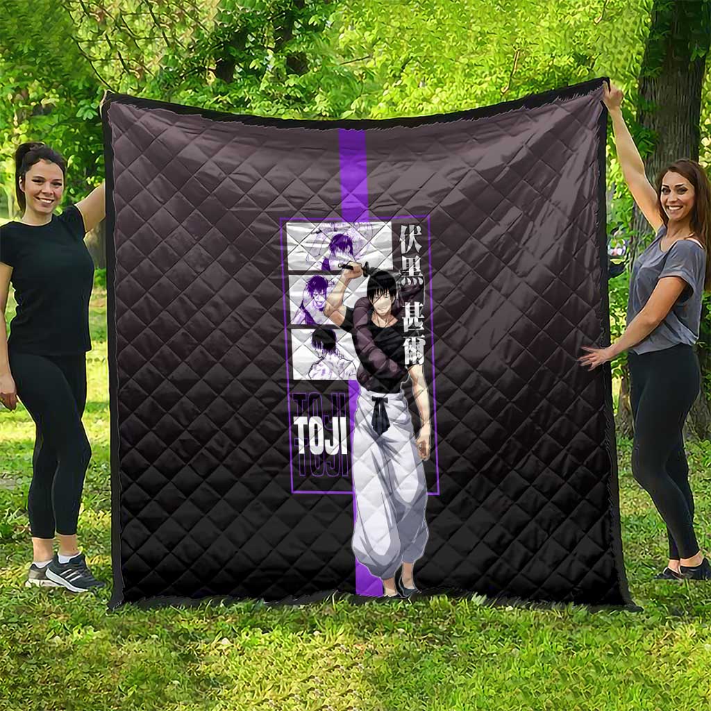 Fushiguro Toji from Jujutsu Kaisen Quilt with Purple and Black Background and Multiple Poses Design - The Mazicc