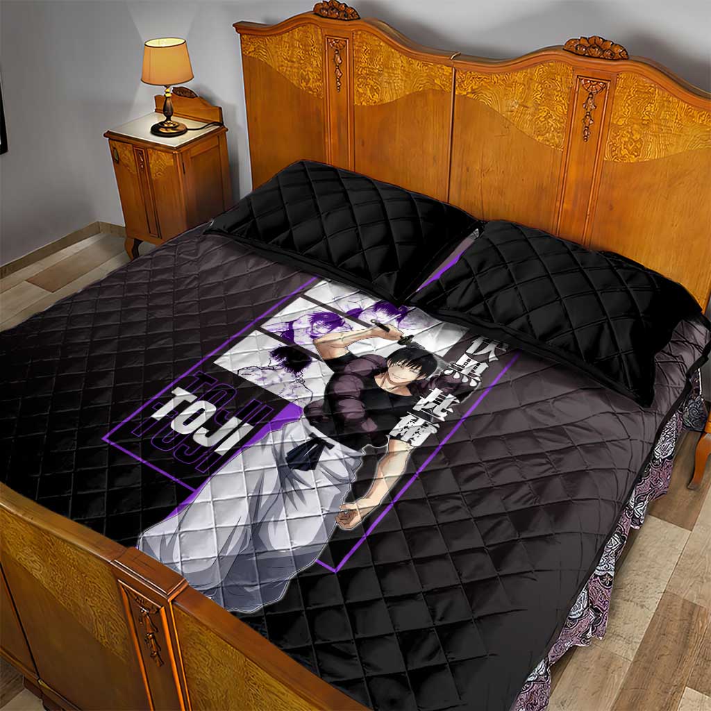 Fushiguro Toji from Jujutsu Kaisen Quilt Bed Set with Purple and Black Background and Multiple Poses Design - The Mazicc