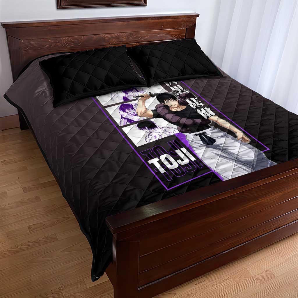 Fushiguro Toji from Jujutsu Kaisen Quilt Bed Set with Purple and Black Background and Multiple Poses Design - The Mazicc