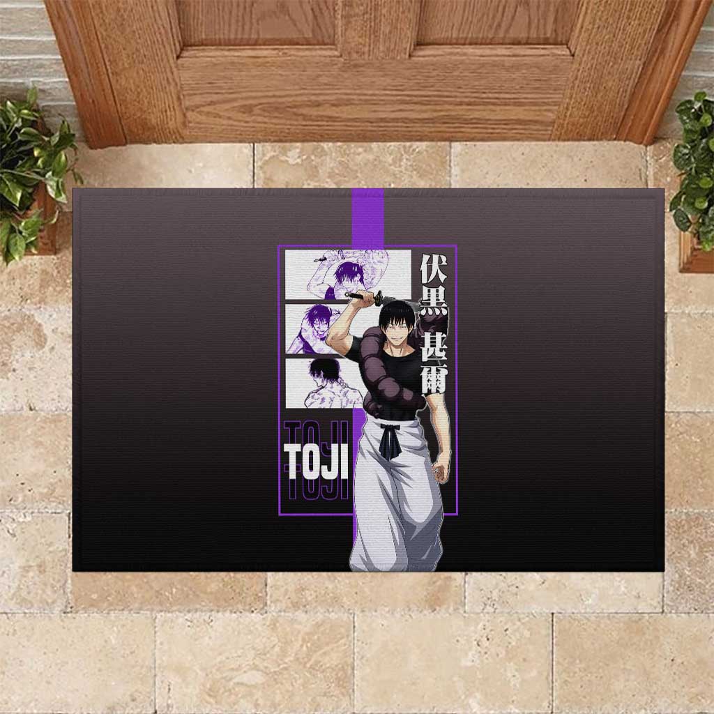 Fushiguro Toji from Jujutsu Kaisen Rubber Doormat with Purple and Black Background and Multiple Poses Design - The Mazicc