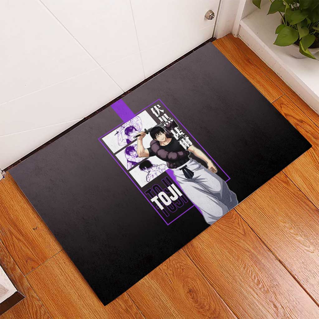 Fushiguro Toji from Jujutsu Kaisen Rubber Doormat with Purple and Black Background and Multiple Poses Design - The Mazicc