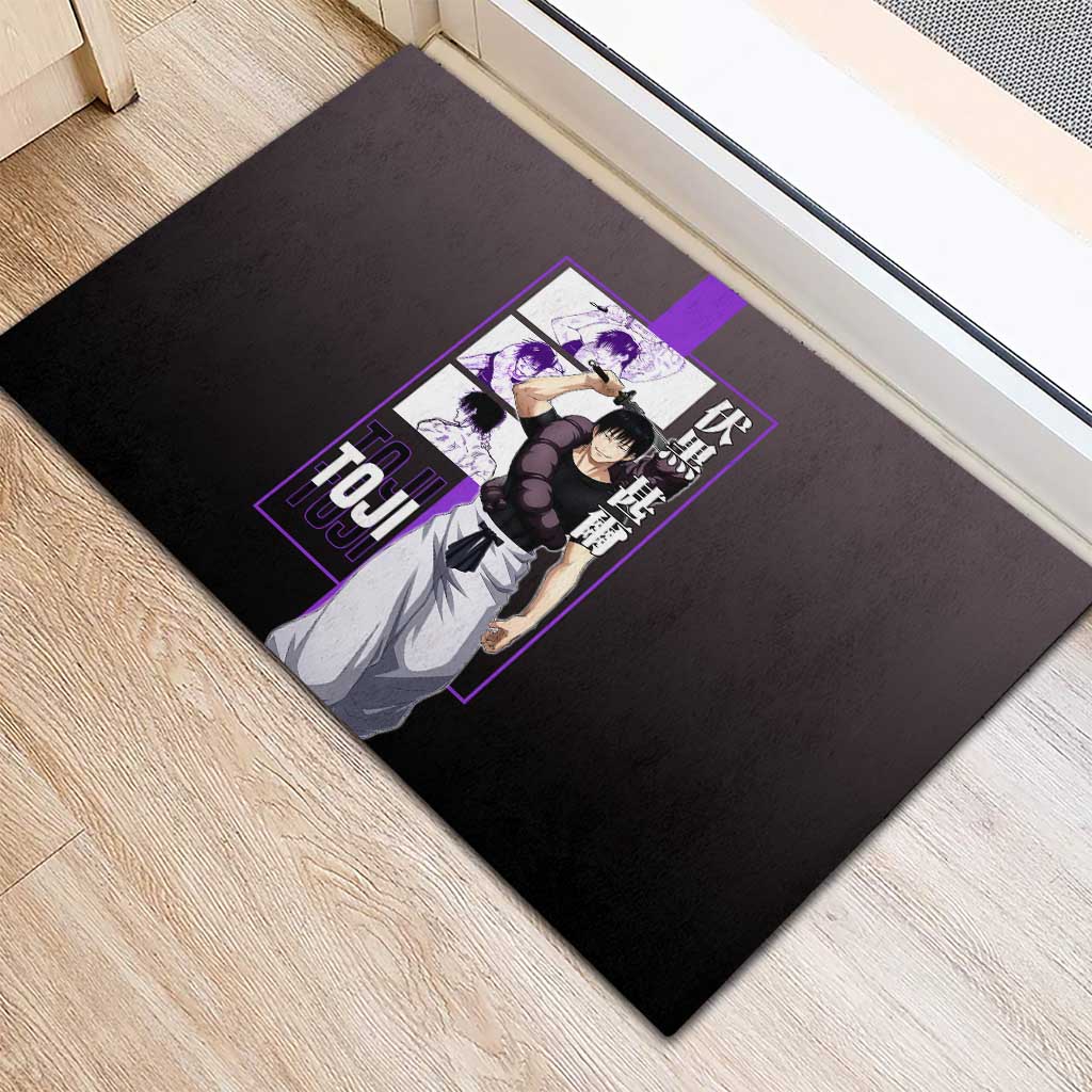 Fushiguro Toji from Jujutsu Kaisen Rubber Doormat with Purple and Black Background and Multiple Poses Design - The Mazicc