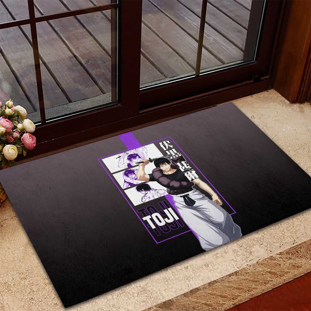 Fushiguro Toji from Jujutsu Kaisen Rubber Doormat with Purple and Black Background and Multiple Poses Design - The Mazicc