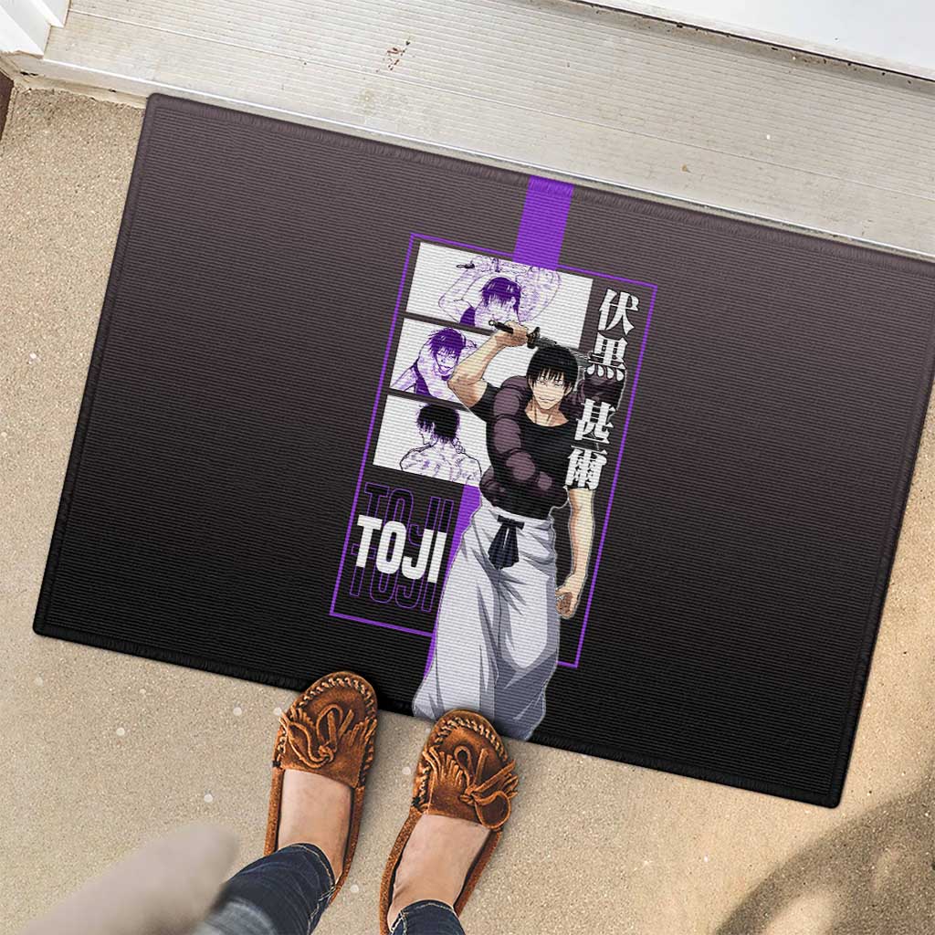Fushiguro Toji from Jujutsu Kaisen Rubber Doormat with Purple and Black Background and Multiple Poses Design - The Mazicc