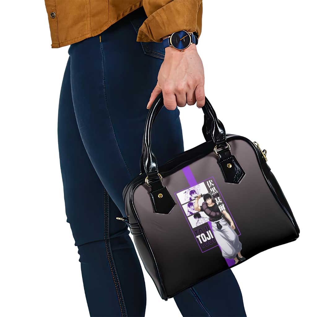 Fushiguro Toji from Jujutsu Kaisen Shoulder Handbag with Purple and Black Background and Multiple Poses Design - The Mazicc