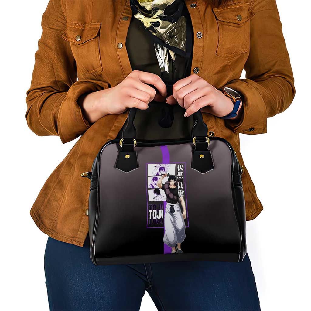 Fushiguro Toji from Jujutsu Kaisen Shoulder Handbag with Purple and Black Background and Multiple Poses Design - The Mazicc
