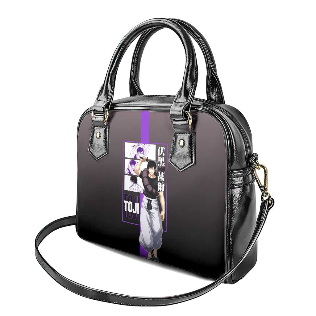 Fushiguro Toji from Jujutsu Kaisen Shoulder Handbag with Purple and Black Background and Multiple Poses Design - The Mazicc