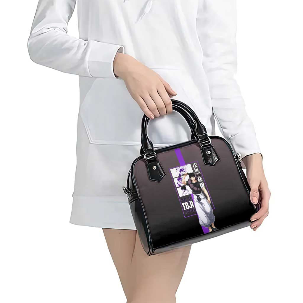 Fushiguro Toji from Jujutsu Kaisen Shoulder Handbag with Purple and Black Background and Multiple Poses Design - The Mazicc