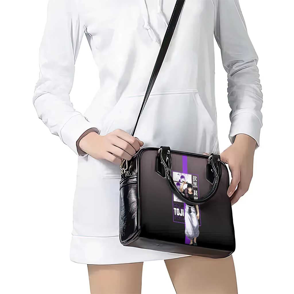 Fushiguro Toji from Jujutsu Kaisen Shoulder Handbag with Purple and Black Background and Multiple Poses Design - The Mazicc