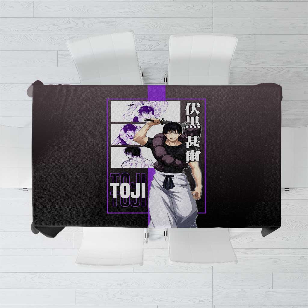 Fushiguro Toji from Jujutsu Kaisen Tablecloth with Purple and Black Background and Multiple Poses Design - The Mazicc