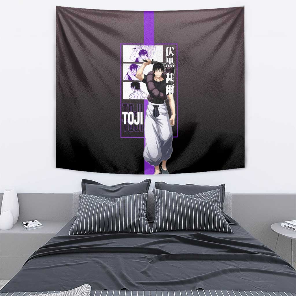 Fushiguro Toji from Jujutsu Kaisen Tapestry with Purple and Black Background and Multiple Poses Design - The Mazicc