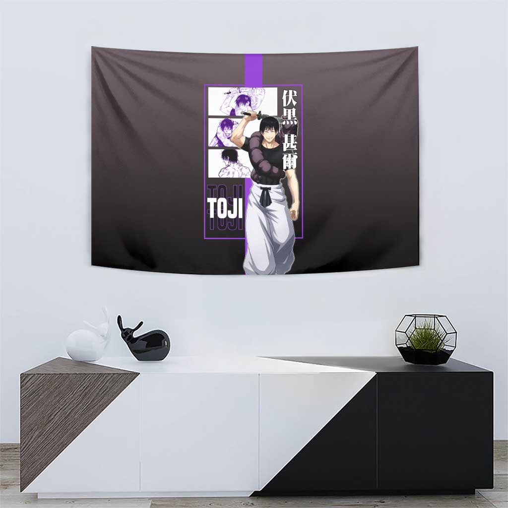 Fushiguro Toji from Jujutsu Kaisen Tapestry with Purple and Black Background and Multiple Poses Design - The Mazicc