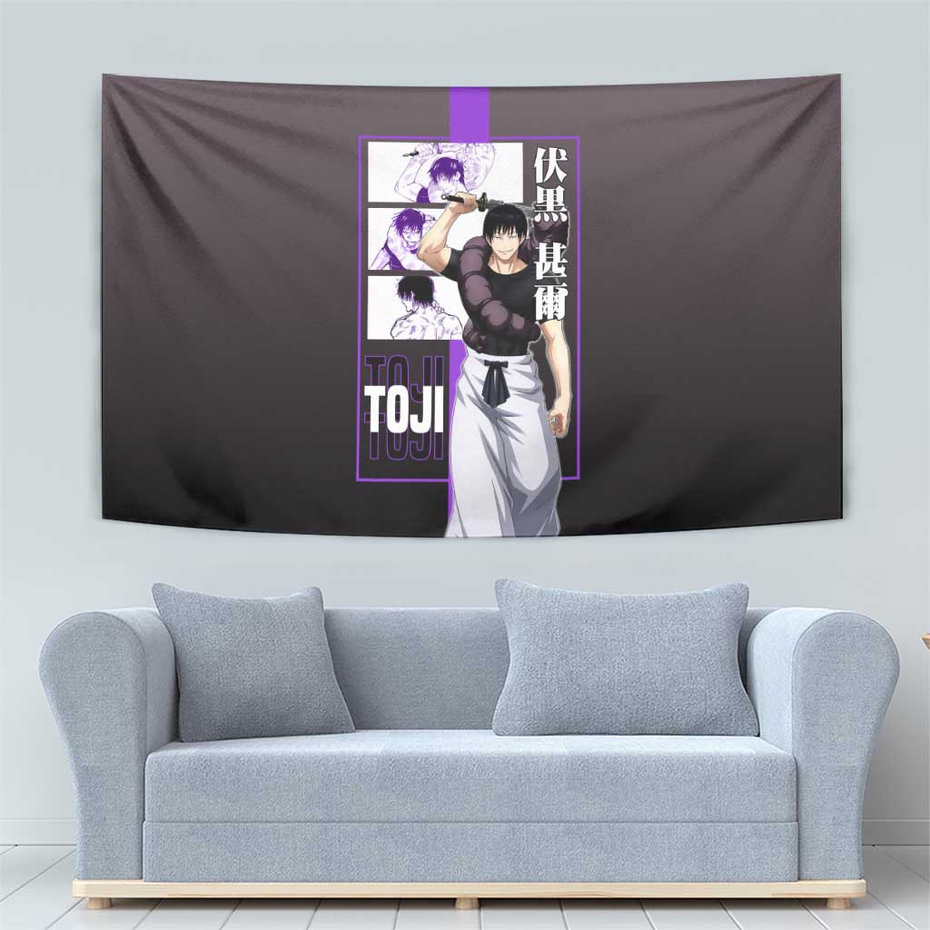 Fushiguro Toji from Jujutsu Kaisen Tapestry with Purple and Black Background and Multiple Poses Design - The Mazicc