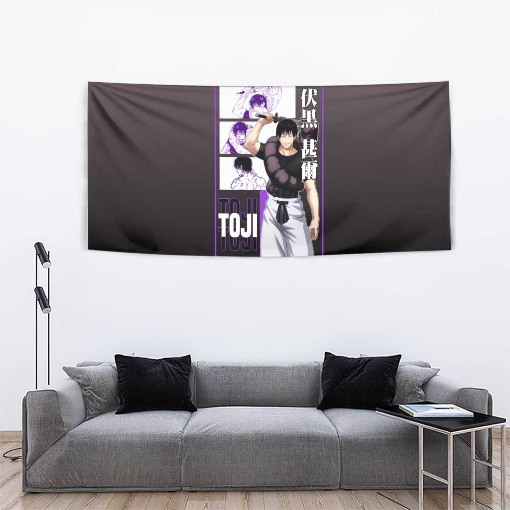Fushiguro Toji from Jujutsu Kaisen Tapestry with Purple and Black Background and Multiple Poses Design - The Mazicc