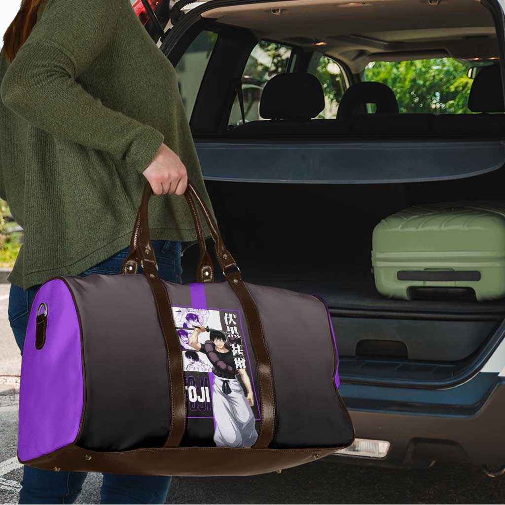 Fushiguro Toji from Jujutsu Kaisen Travel Bag with Purple and Black Background and Multiple Poses Design - The Mazicc