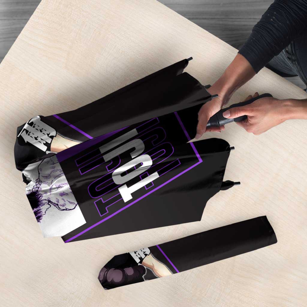 Fushiguro Toji from Jujutsu Kaisen Umbrella with Purple and Black Background and Multiple Poses Design - The Mazicc