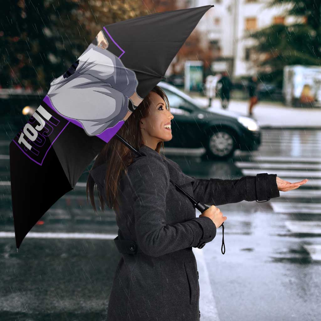 Fushiguro Toji from Jujutsu Kaisen Umbrella with Purple and Black Background and Multiple Poses Design - The Mazicc