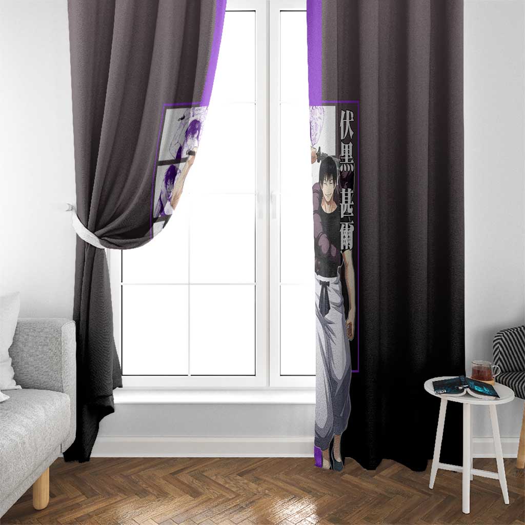 Fushiguro Toji from Jujutsu Kaisen Window Curtain with Purple and Black Background and Multiple Poses Design - The Mazicc